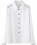 قميص أبيض احترافي نسائي خريفي جديد متباين اللون مزاجه قادر على ركاب الرياح بأكمام طويلة