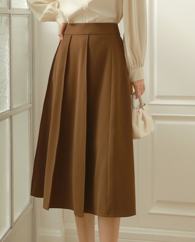 Retro High Waist Temperament All-match Skirt Autumn New Simple Solid Color Skirt