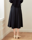 Retro High Waist Temperament All-match Skirt Autumn New Simple Solid Color Skirt