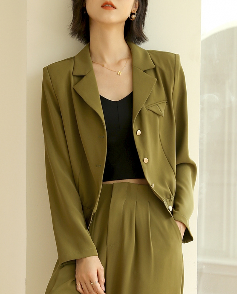 Short Suit Jacket Female Autumn New Workplace Temperament Commuter Single-breasted Long-sleeved Small Suit