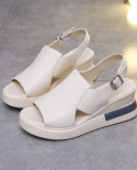 Lazyseal Platform Sandals Solid Color Buckle Designer Soft Womens Sandals Wedge Heel Open Toe Classic Womens Shoes 202
