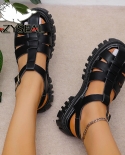 Lazyseal Platform Sandals Modern Low Heel Buckle Round Toe Checkered Design Shoes Gladiator Style Casual Women Sandal Bi