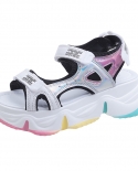 Lazyseal Thick Bottom Rainbow Sole Sandals Female Summer  Women Hook  Loop Height Increasingplatform Wedge Open Toe Sho