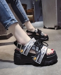 Lazyseal 9cm High Platform Shoes Womens Chunky Sandals Fashion Summer Leather Women Thick Soled Beach Sandal Casual Wom