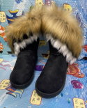 Snow Boots For Women Womens Low Shoes Flat Heel Booties Ladies Winter Footwear Boots Women Luxury Designer Round Toe Bo
