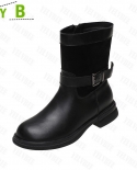Women Flats Chelsea Ankle Boots Casual Shoes 2022 Winter New Black Zipper Snow Botas Trend Fashion Goth Motorcycle Boots