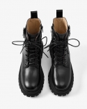 Beautoday Platform Boots Ankle Women Calfskin Leather Metal Buckle Side Zipper Female Chuck Sole Shoes Handmade 04454ank