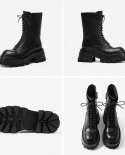 Beautoday, botas de plataforma para mujer, botines de cuero de piel de becerro, punta redonda, cremallera lateral, zapatos de ca