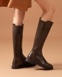 Beautoday, botas largas para mujer, cuero de vaca auténtico, banda elástica, botas de caballero, cremallera lateral, punta redon