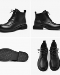 Beautoday Ankle Boots Women Genuine Cow Leather Sewing Round Toe Crosstied Side Zipper Low Heel Casual Female Shoes 0421