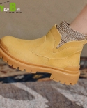 Autumn Winter New Chelsea Chunky Thick Ankle Knitting Sock Women Boots Designer Casual Goth Sport Non Slip Shoes Lady Bo