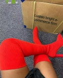 Autumn Winter New  High Heels Chunky Sock Boots Stretch Fabric Fashion Femme Botas Knitting Over The Knee Pumps Women Sh