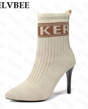  New Autumn Women Super High Heels Shoes  Dress Fashion Socks Boots Slipon Designer Knitting Ankle Chunky Boots Pumps  W