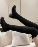 Size 35 43 Winter Over The Knee Boots Women Stretch Fabric Thigh   Woman Flat Shoes Long Bota Feminina High Heels