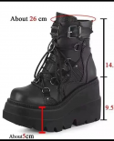 2022 oferta de otoño invierno Punk Halloween bruja Cosplay plataforma alta cuña negro gótico pequeñas botas de cuero zapatos de 