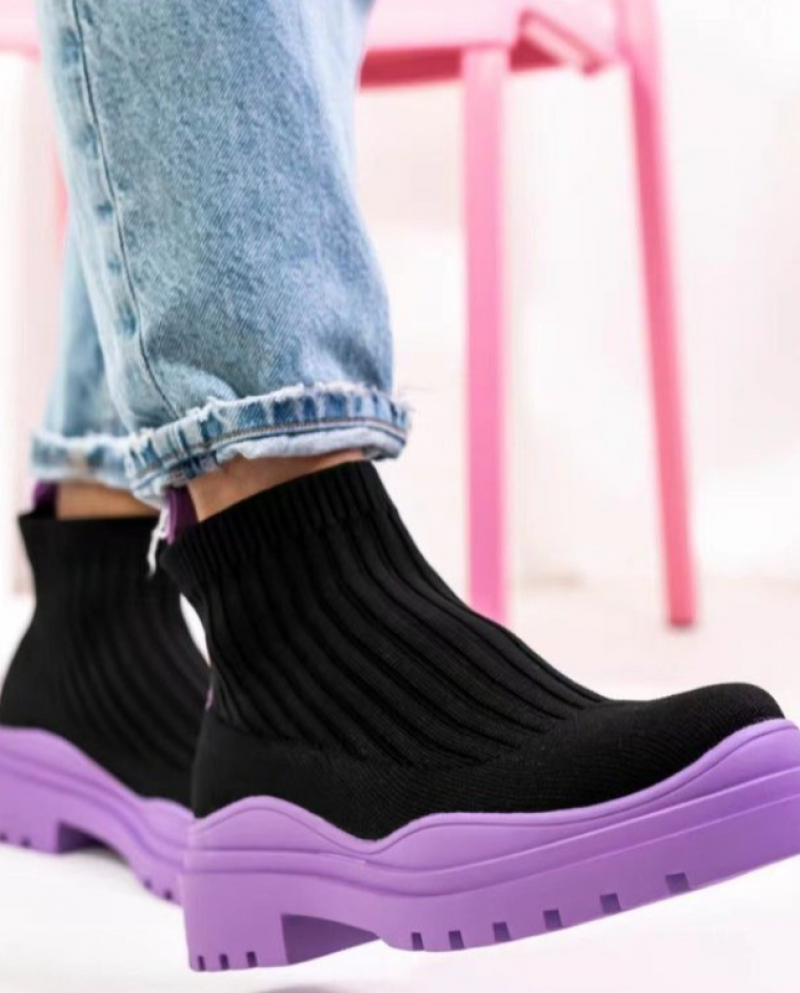 2022 Autumn Winter New Couple Socks Shoes Women Thick Soled Casual Large Size Net Red Knitted Short Boots Women Botas De