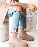 2022 Autumn Winter New Couple Socks Shoes Women Thick Soled Casual Large Size Net Red Knitted Short Boots Women Botas De