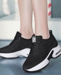 New Womens Inner Heightening Thick-soled Air-cushioned Sneakers Leisure Travel Shoes