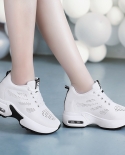 Nuevas zapatillas de deporte acolchadas con aire de suela gruesa con realce interior para mujer, zapatos de viaje de ocio