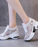 Sports Style Casual Shoes Womens Round Toe Thick Bottom Wedge Heel Fashion Mesh Shoes