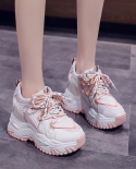 Wedge Heels Platform Shoes Womens Mesh Lace-up Color Matching Trend Fashion Sports Style Casual Shoes