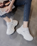 Nuevos zapatos casuales deportivos de malla para mujer, zapatos blancos transpirables de fondo grueso