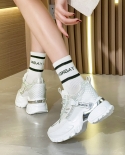 Zapatos deportivos informales de otoño para mujer, zapatos blancos pequeños con diamantes de imitación de suela gruesa