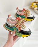 נעלי פורסט מעור בהתאמה מלאה 2022 קיץ נעלי ספורט עם סוליות עבות חדשות לנשים רשת אבא נושמת לנשים