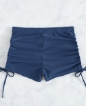 Fashion Drawstring Swim Shorts Women Solid Color Boyshort Swim Bottoms Bathing Suit Bottoms Tankini Swimsuit Board Short