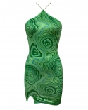 Y2k Halter Bodycon Mini Dress Club Party Elegant Sleeveless Sundress Green Dresses Womens  Summer Aesthetic Outfits Hol