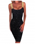 Women  Sleeveless Glitter Shimmer Backless Sheath Dress Fashion Backless Party Club Cocktail Sequined Bodycon Mini Dress