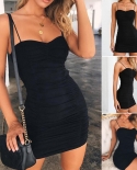 Fashion  Sleeveless Strap Bodycon Dress Women Tight Backless Solid Color Night Club Party Mini Dress Slim  Party Dresses