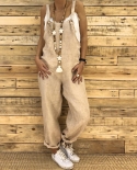 Women Fashion Sleeveless Solid Color Overalls Casual Loose Dungarees Jumpsuits Hawaii Beach Strappy Baggy Playsuit Jumps
