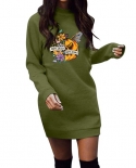 Womens Halloween Sweatshirt Dress Casual Long Sleeve O Neck Oversized Lightweight Midi Sweater Dress Cotton Autumn Dres