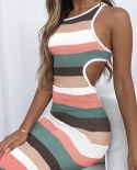  Hollow Out Bodycon Dress Women 2022 New Summer Dresses Woman Party Night Casual Waist Tight Fitting Halter Mid Length D