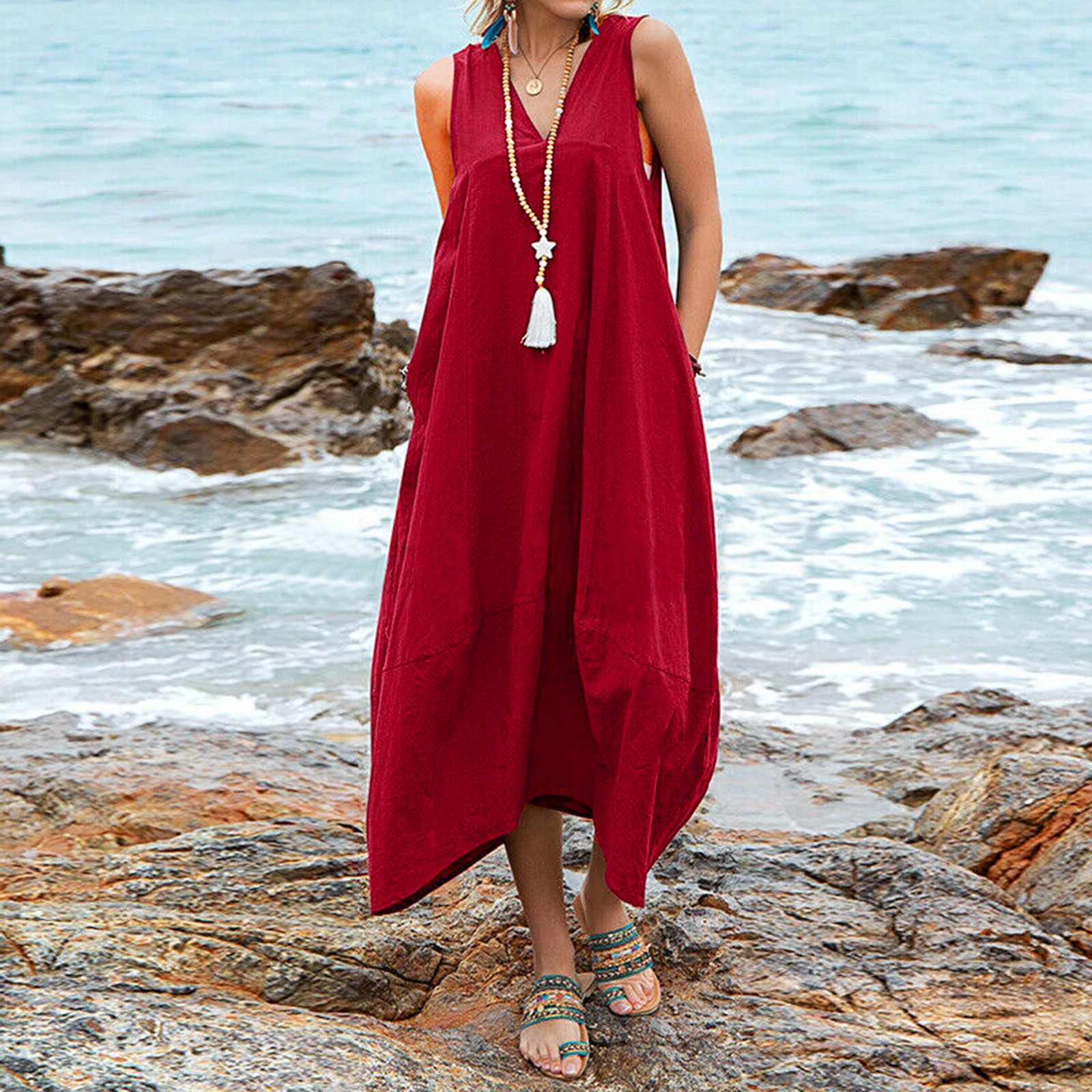 Afibi Vestido De Verano Sin Mangas Para Mujer, Estilo Casual