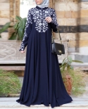 Womens Kaftan Muslin Dress Vintage Long Maxi Jilbab Islamic Women Muslim Arab Lace Dress Stitching Dress Abaya Womens 