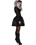 Women Casual Fashion Retro Gothic Dress Gloves Round Neck Dress Mini Mesh Tutu Dress Summer Maxi Dresses