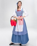 Women 2022 New French Blue Grid Farm Girl Cosplay Literary Retro 5 Piece Sets Dress Great Maxi Vintage For Cosplay Dress