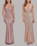 Elegant Sequins Evening Party Dress For Women Fashion Diamonds Trumpet Shiny Maxi Dress Ladies  Backless Party Dress