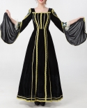 Women Medieval Vintage Party Cospaly Long Dress Square Neck Halloween Cosplay Retro Dress Great Maxi Vintage For Cosplay