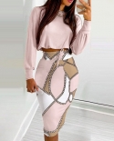 Elegant Hollow Out Sets Women Fashion Solid Color Long Sleeve Bag Hip Bandage Dress Tight Fitting Chic Office Lady Dress