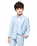 New Short Design Light Blue Kids Children Wedding Blazer Formal Suit Boy Birthday Party Business Suit 3 Pcs Jacket Pant 