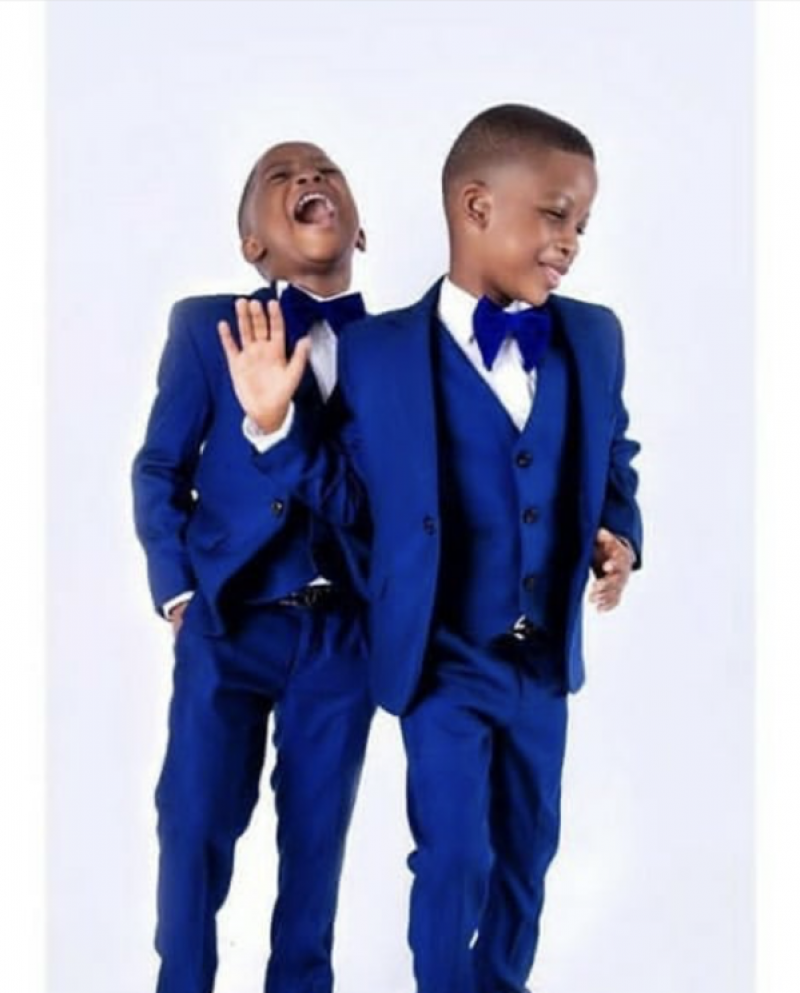 Happy Royal Blue Kids Children Attire Wedding Blazer Formal Wear Suit Boy Birthday Party Business Suit 3 Pieces Jacket P