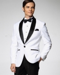 2022 Jaqueta Branca Com Lapela de Cetim Preto Noivo Smoking Padrinhos Melhor Terno Masculino Ternos de Casamento Jaqueta Calça L