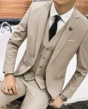 Two Buttons Beige New Notch Lapel Groom Tuxedoswedding Mens Suit Bridegroom Suits jacketpantstievest Costume Homm