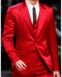 بدلة حمراء وسيم للرجال لحفلات العشاء والحفلات الراقصة لعام 2022 زي أوم مارياج رفقاء العريس بدلة الزفاف jacketpantsvesttie