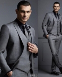 New Grey Mens Suit Groom Suit Cheap Formal Man Suits For Wedding Best Men Slim Fit Groom Tuxedos For Manjacketvestpan