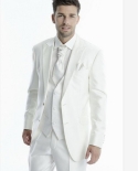 2022 بدلات زفاف بيضاء بدلات العريس 3 قطع jacketpantsvesttie بدلة ضيقة مناسبة للعريس للرجال ملابس للحفلات الراقصة أفضل رجل