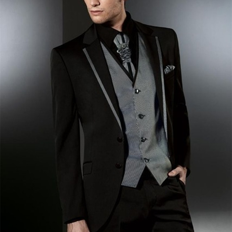 Black coat pant three piece discount